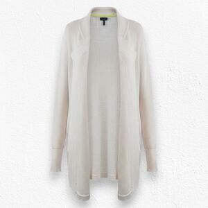 Splendid Cream Waffle Knit Open Longline Cardigan Cashmere Blend Size Medium